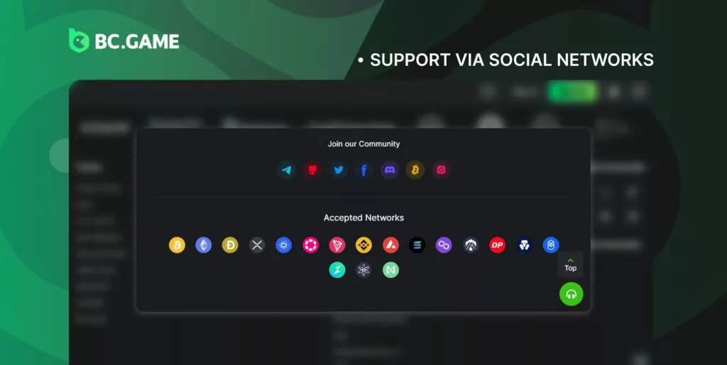 Did you know that you can also get support from BC game through social media